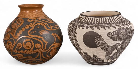 (2) Acoma Pueblo Pottery Vessels