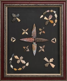 "Native Geometric Balance" Framed Arrowhead Display