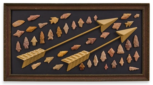 Framed Collection of Arrowheads