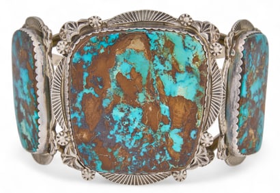 Southwestern Sterling Silver and Turquoise Cuff