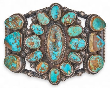 Tommy Jackson, Navajo Sterling Silver and Turquoise Cluster Cuff
