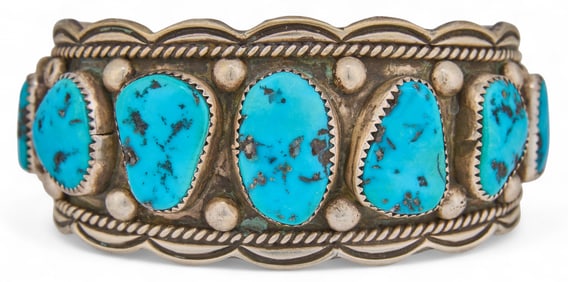 Navajo Sterling Silver and Turquoise Cuff