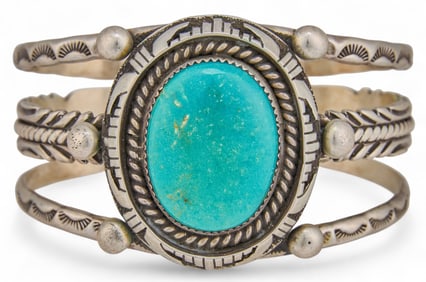 Navajo Sterling Silver and Turquoise Cuff