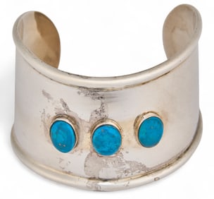 Triple Stone Turquoise Silver Cuff