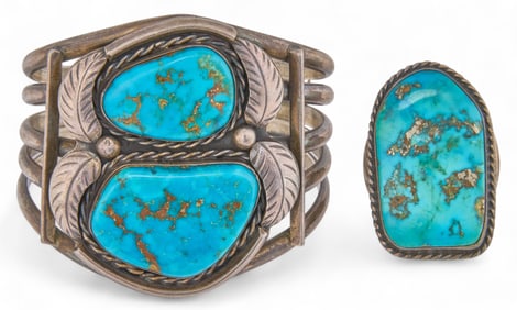 Sterling Silver Turquoise Cuff and Ring