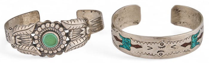 (2) Sterling Silver Turquoise Cuffs