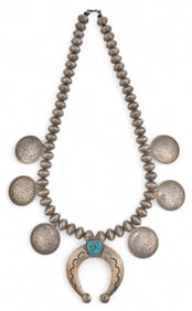 Sterling Silver Morgan Dollar Squash Blossom Necklace