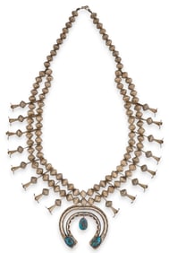 Old Pawn Turquoise Squash Blossom Necklace