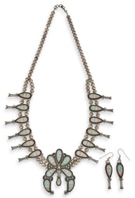 Sterling Silver and Opal Squash Blossom Set