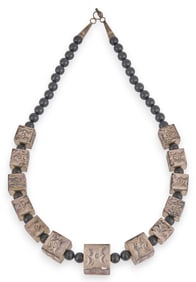Sterling Silver & Onyx Bead Necklace