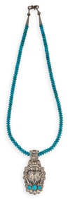Turquoise and Navajo Sterling Silver Necklace