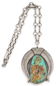Art Tafoya, Sterling & Turquoise Pendant Necklace