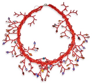 Handmade Coral Beaded Necklace
