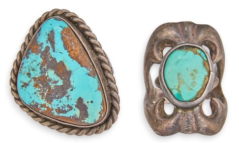 (2) Sterling & Turquoise Rings