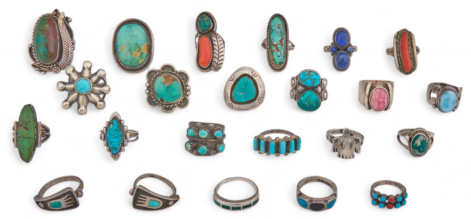 Collection of (23) Navajo and Southwestern Rings (1 of 5)