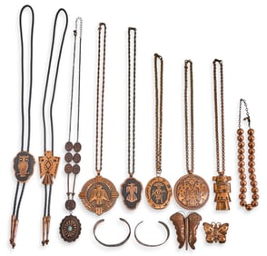 (13) Southwestern Style Copper Tourist Jewelry Pieces