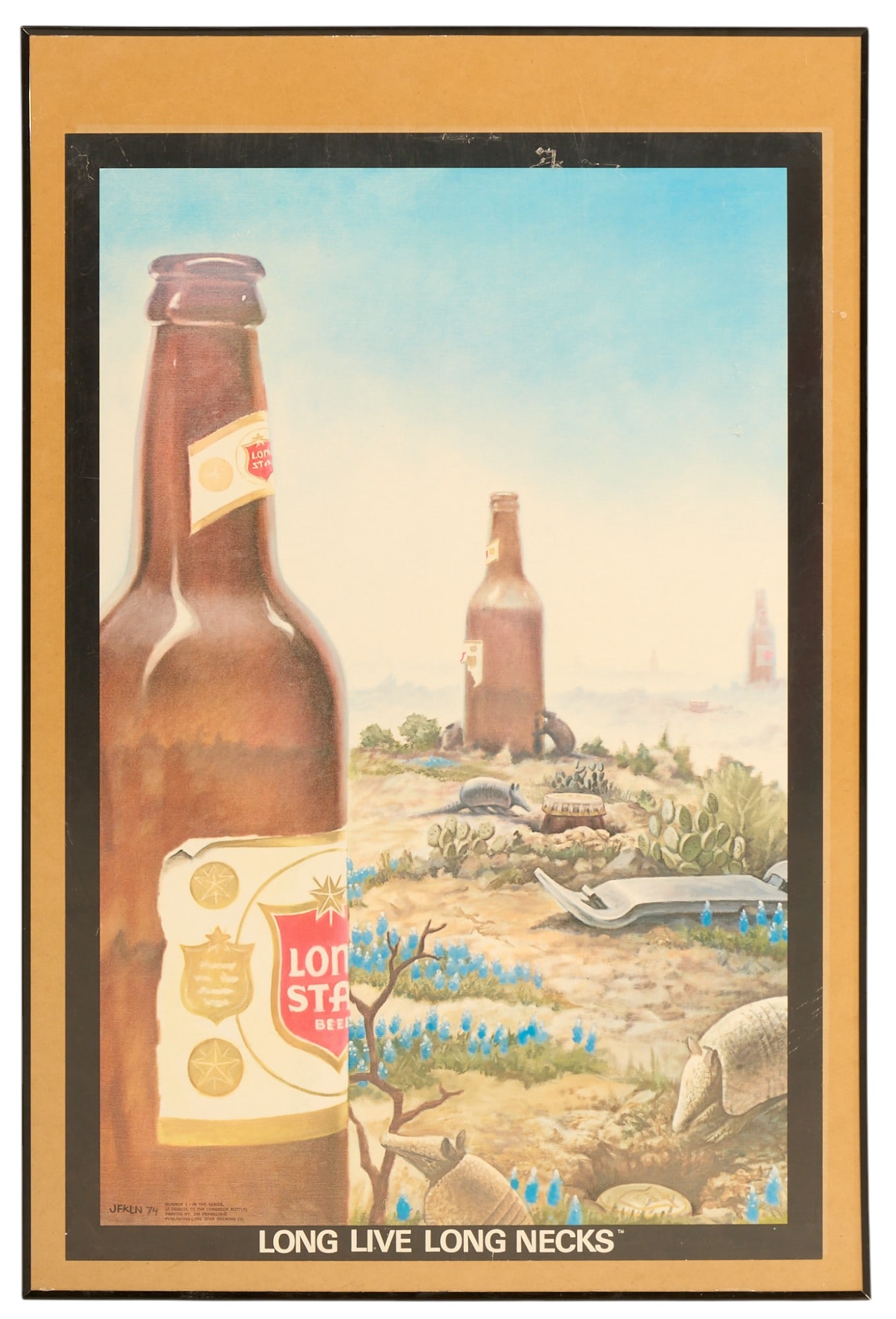 Framed Lone Star Beer "Long Live Long Necks" Advertising Poster (1 of 3)