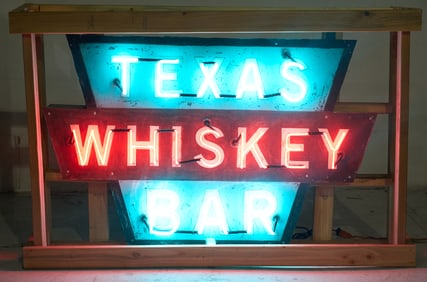 Texas Whiskey Bar Neon Sign