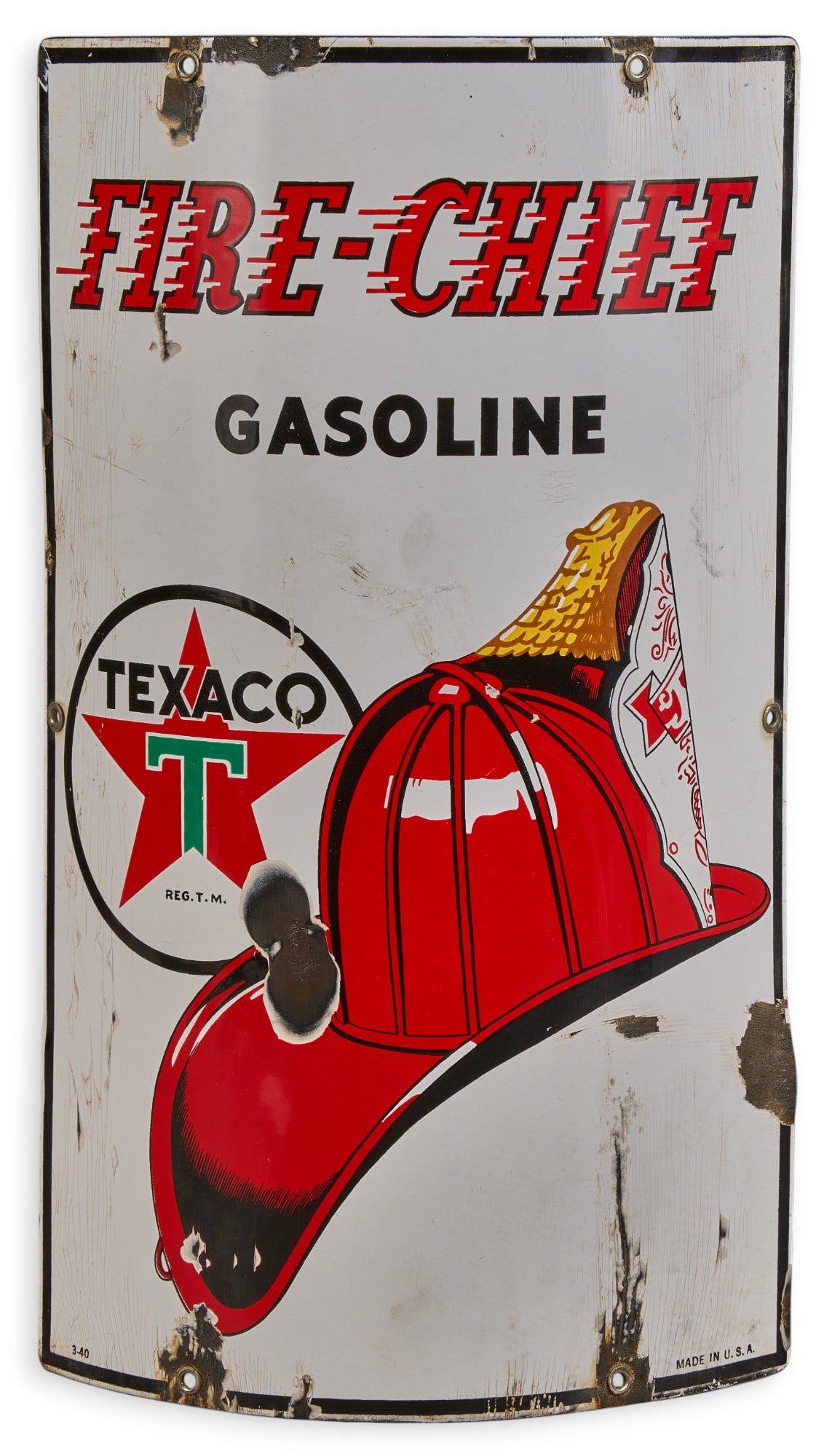 Curved Single Sided Porcelain Texaco Pump Plate (1 of 6)