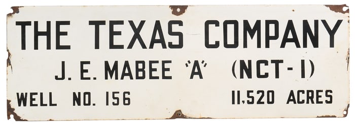 Texas Company Single Sided Porcelain Sign