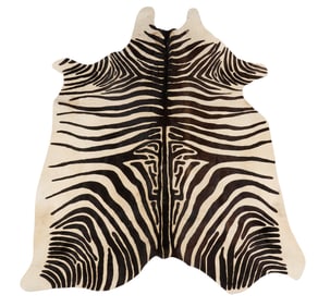 Zebra Print Cowhide Rug, 6 ft. 9 in. x 5 ft. 10 in.