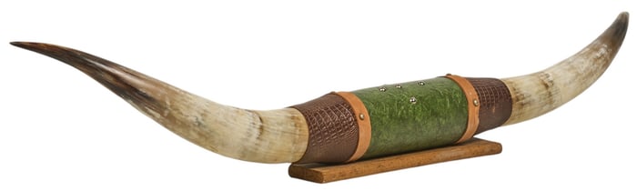 Green Leather Longhorn Mount
