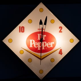 Vintage Lighted Dr Pepper Diamond Clock