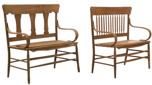 Pair of Rustic Wooden Benches