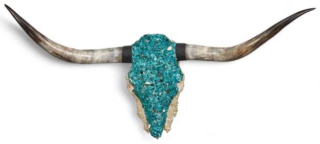 Mosaic and Horn Steer Skull Wall Sculpture