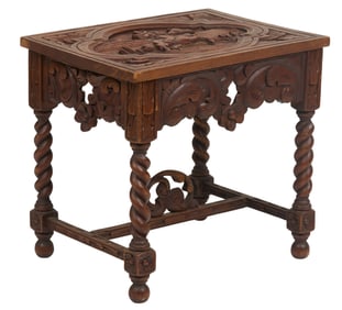 Hacienda Style Carved Side Table