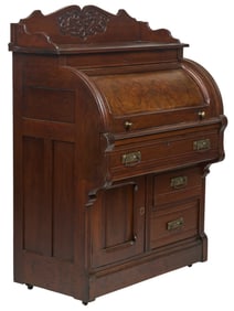 Roll Top Secretary Desk with Crest