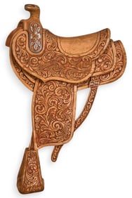 Carved Wood Saddle Wall Decor