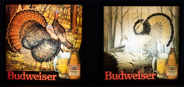 Pair of Vintage Budweiser Lighted Wildlife Signs