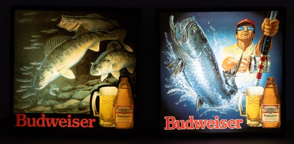 Pair of Vintage Budweiser Lighted Wildlife Signs