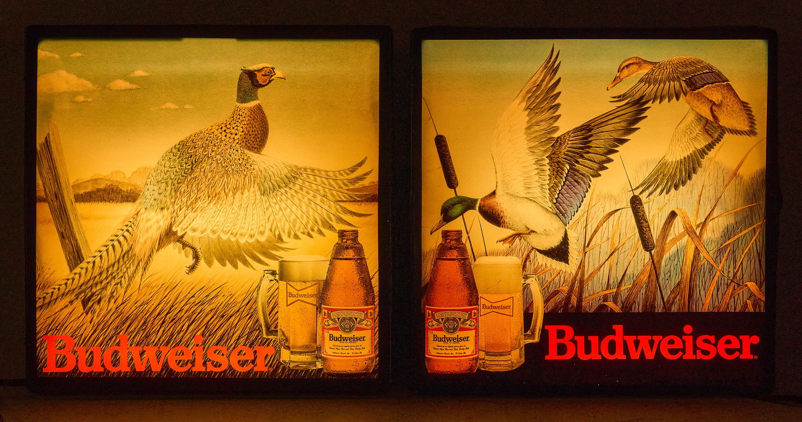 Pair of Vintage Budweiser Lighted Wildlife Signs (1 of 6)