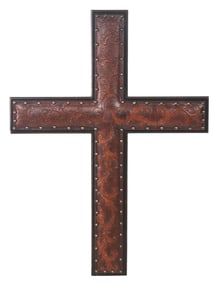 Large Embossed Leather Cross