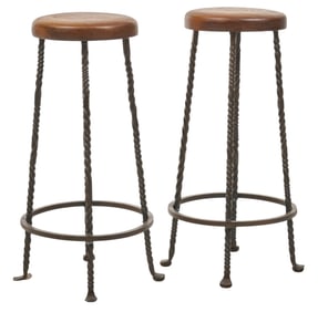 Pair of Twisted Iron Barstools