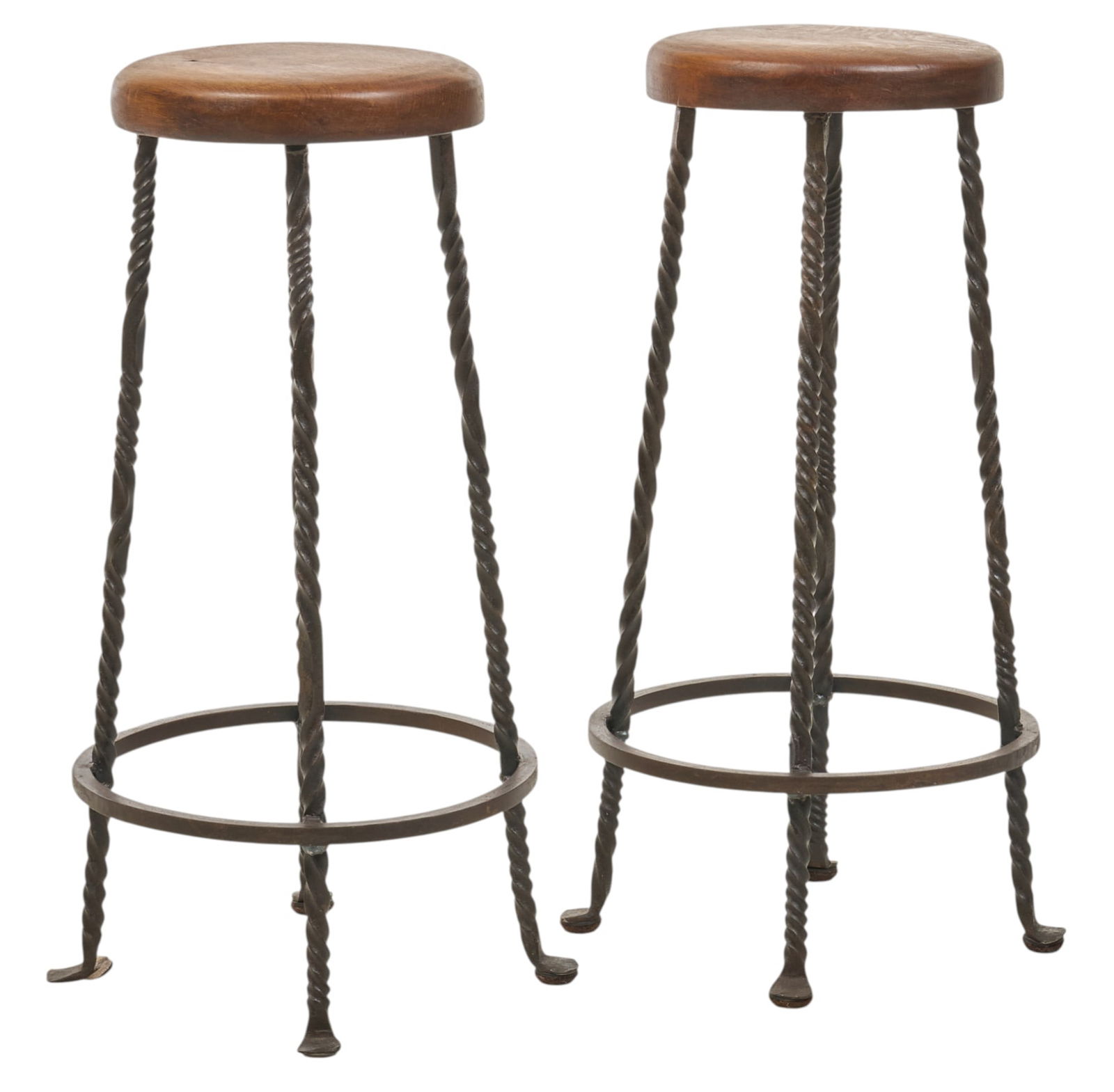 Pair of Twisted Iron Barstools (1 of 4)