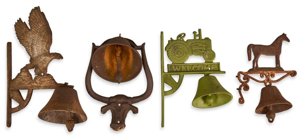 Set of Four Rustic Figural Dinner Bells