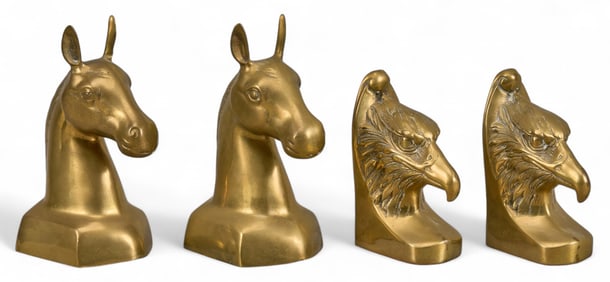 (4) Brass Bookends