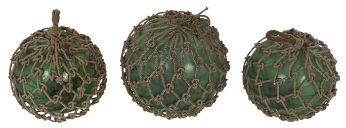 (3) Hand Blown Glass Fishing Floats