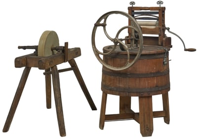 Rustic Grinding Stone and Washing Machine