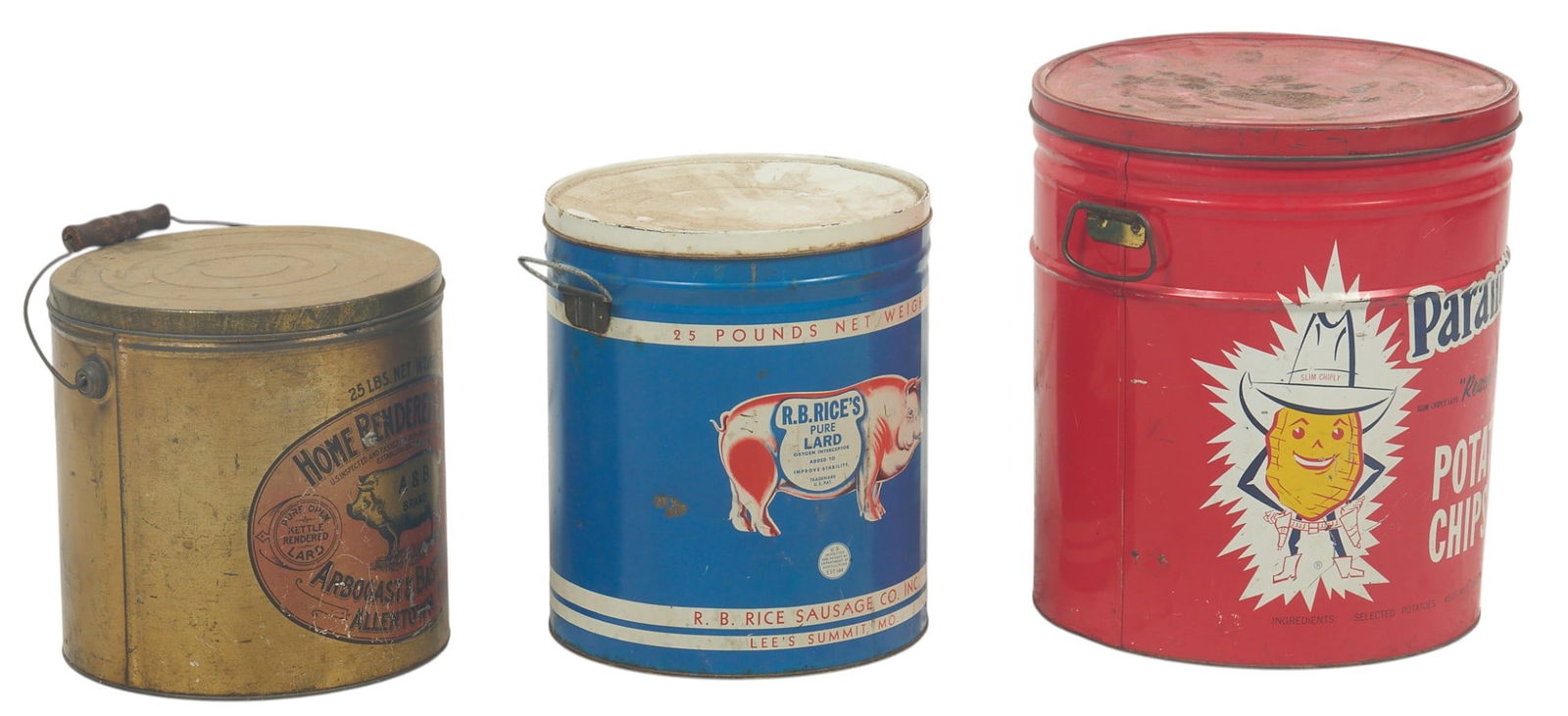 (3) Vintage Lard and Potato Chips Advertising Tins: (1 of 4)