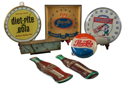 (7) Vintage Thermometers and Signs