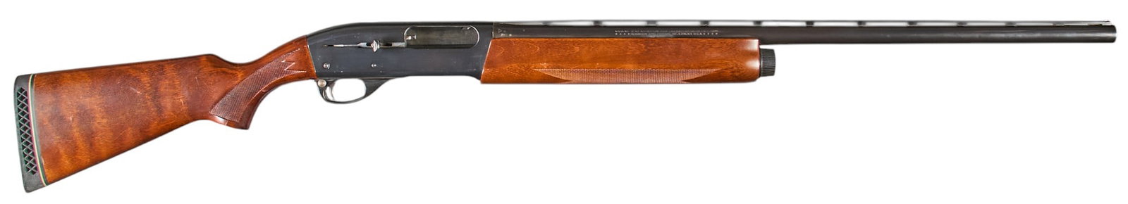 Remington Sportsman 12 Gauge Semi Auto Shotgun: SN: N996549V Manufacturer: Remington Arms Co. Inc. Model: Sportsman 12 Auto Caliber: 12 Gauge (fixed mod. choke) Barrel length: 27.5 in. (2.75 in. chamber) OAL: 48.5 in. Condition: Good;