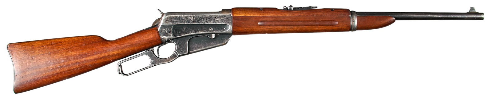 Nice Winchester Model 1895 30-06 Saddle Ring Carbine: Serial: 402106 Manufacturer: Winchester Repeating Arms Co. (c. 1921) Model: 1895 SRC Caliber: 30 Gov. '06 (30-06 SPRG) Barrel length: 22 in. OAL: 40.25 in. Condition: Good