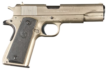 Satin Nickel Colt MKIV Series 70 45 ACP Semi Auto Pistol