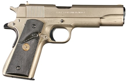 Satin Nickel Colt MKIV Series 70 45 ACP Semi Auto Pistol
