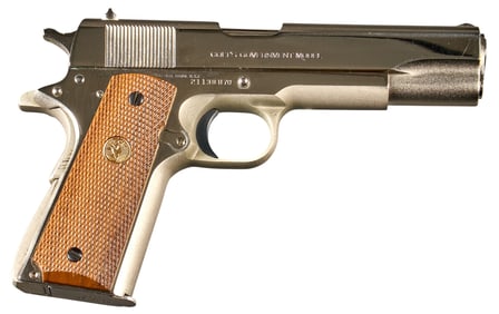 Nickel Colt MKIV Series 70 1911 45 ACP Semi Auto Pistol
