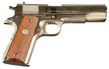 Nickel Colt MKIV Series 70 1911 45 ACP Semi Auto Pistol